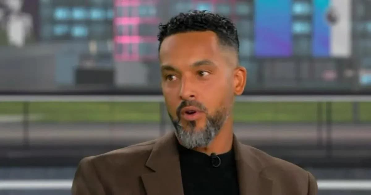 Man speaking during a sports discussion segment Man speaking during a sports discussion segment