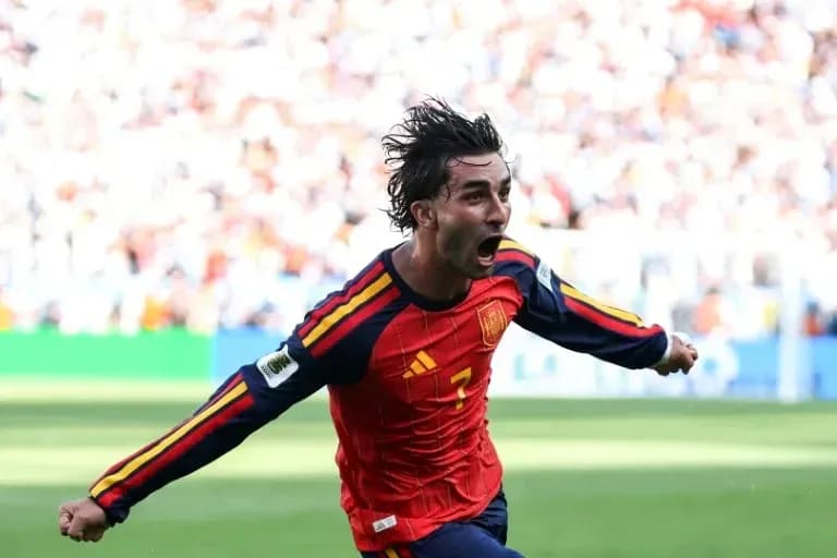 Spanish player celebrating a goal during match Spanish player celebrating a goal during match