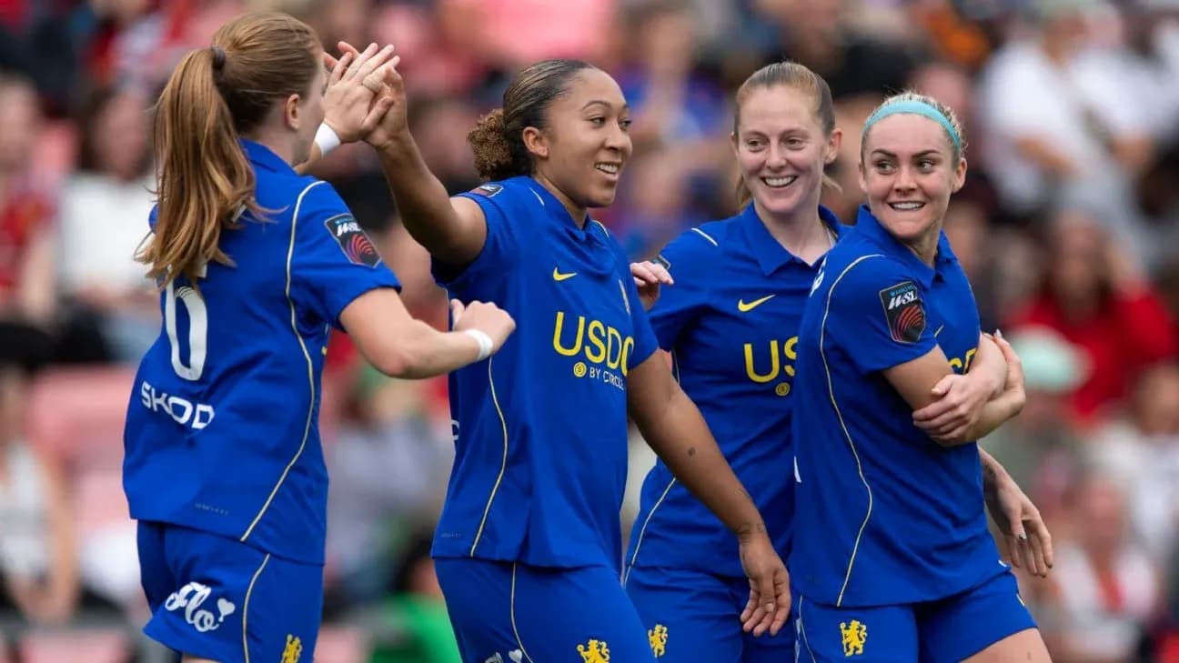 Chelsea Women celebrating a goal Chelsea Women celebrating a goal