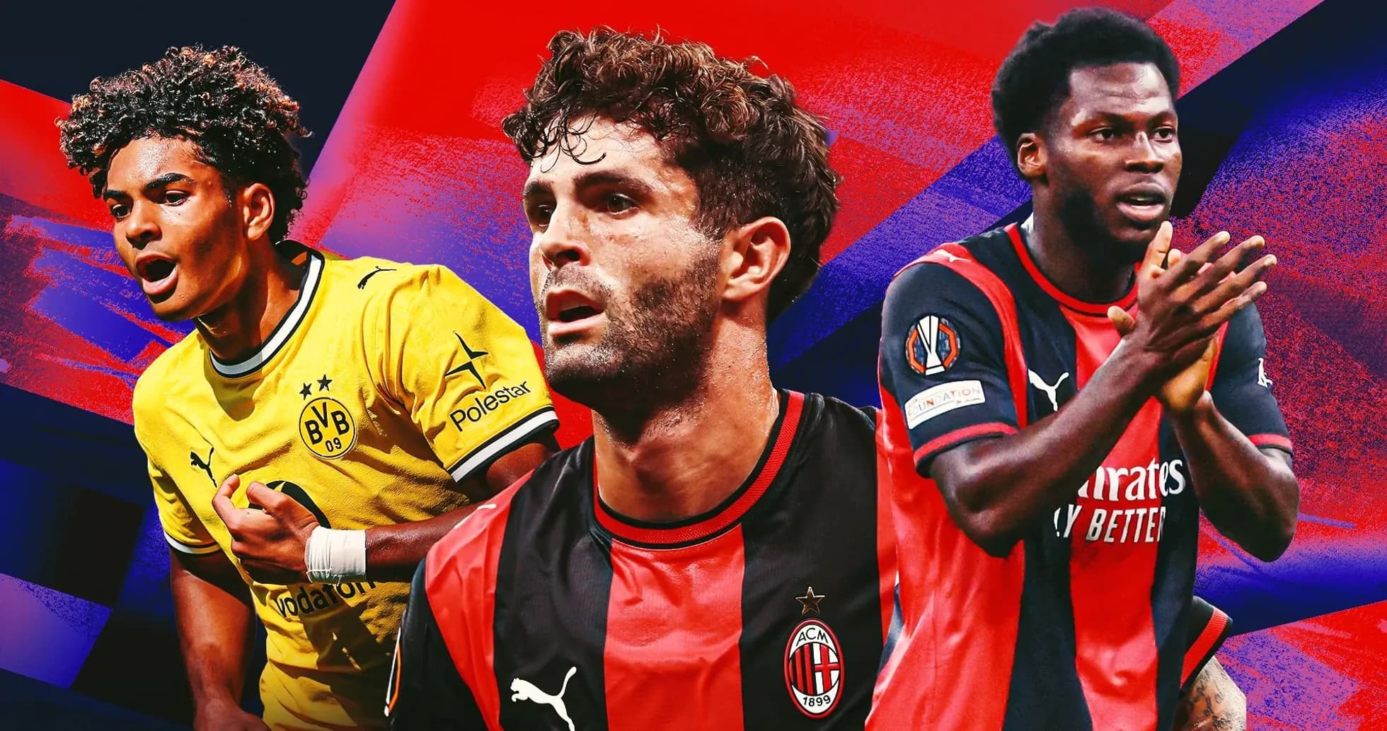 Three football players from Borussia Dortmund and AC Milan Three football players from Borussia Dortmund and AC Milan