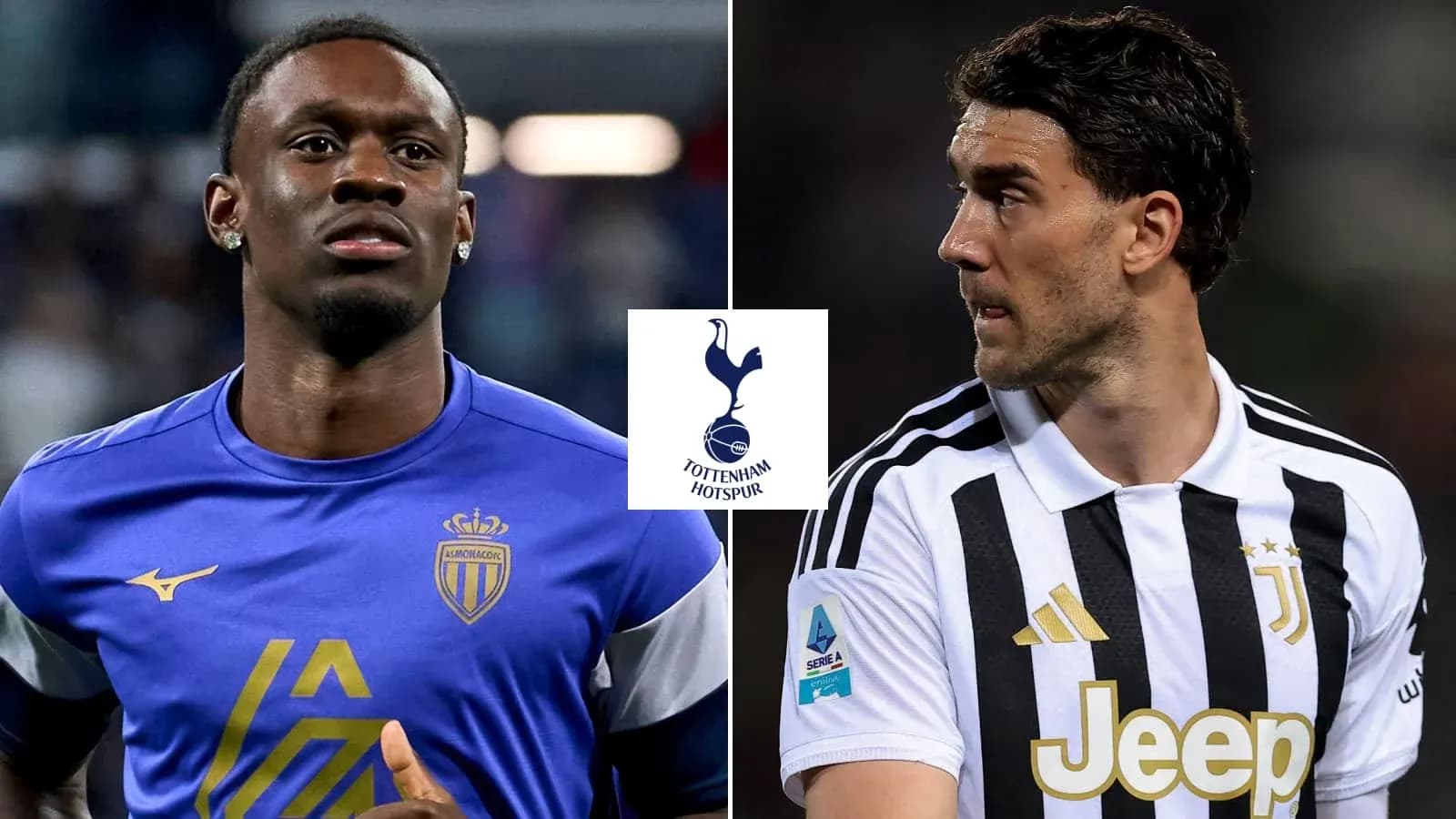 Two football players from Monaco and Juventus facing each other Two football players from Monaco and Juventus facing each other