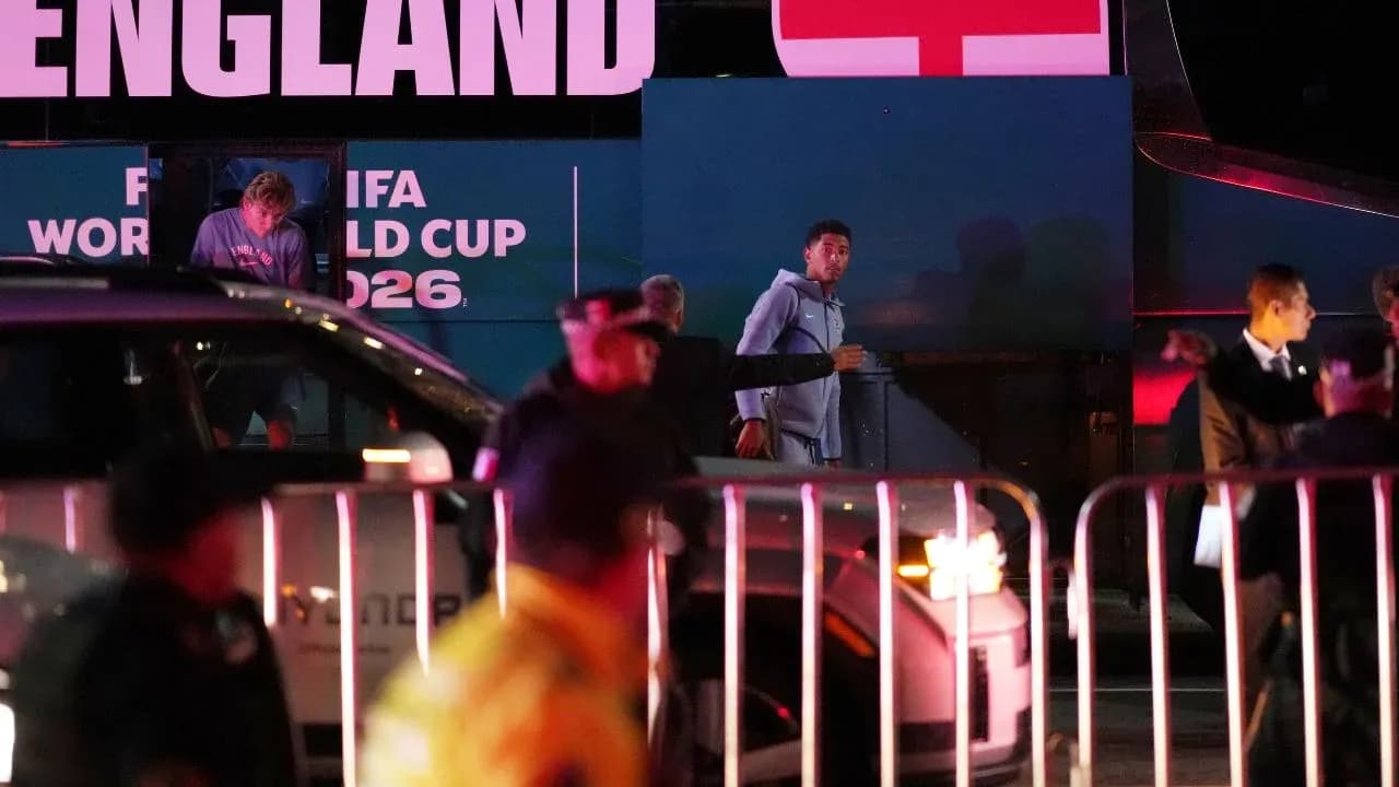 England players arriving at World Cup team bus England players arriving at World Cup team bus