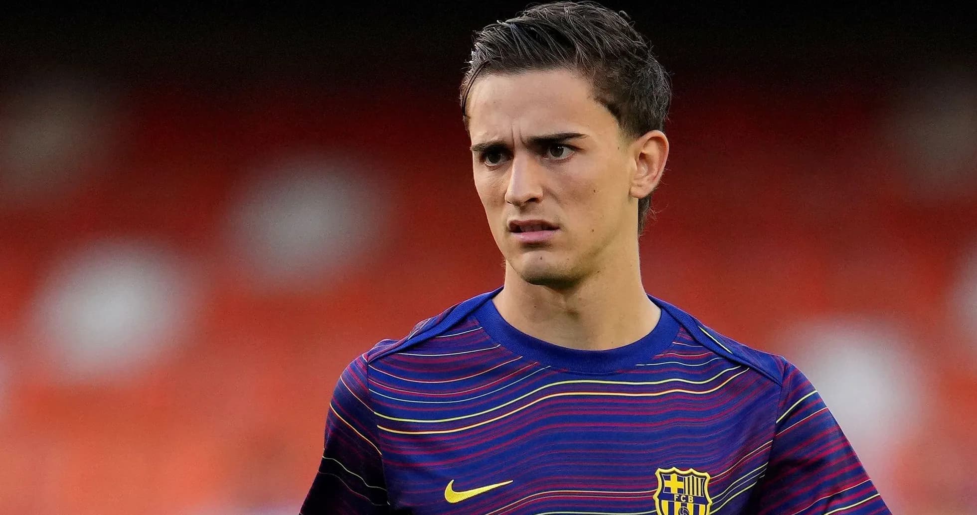 Player in FC Barcelona kit during warm-up Player in FC Barcelona kit during warm-up
