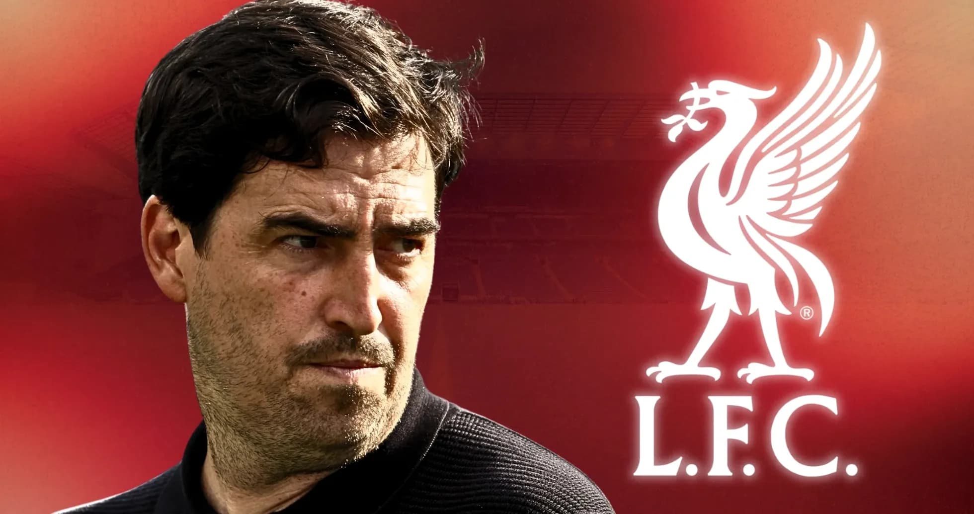 Coach with Liverpool FC logo in background Coach with Liverpool FC logo in background