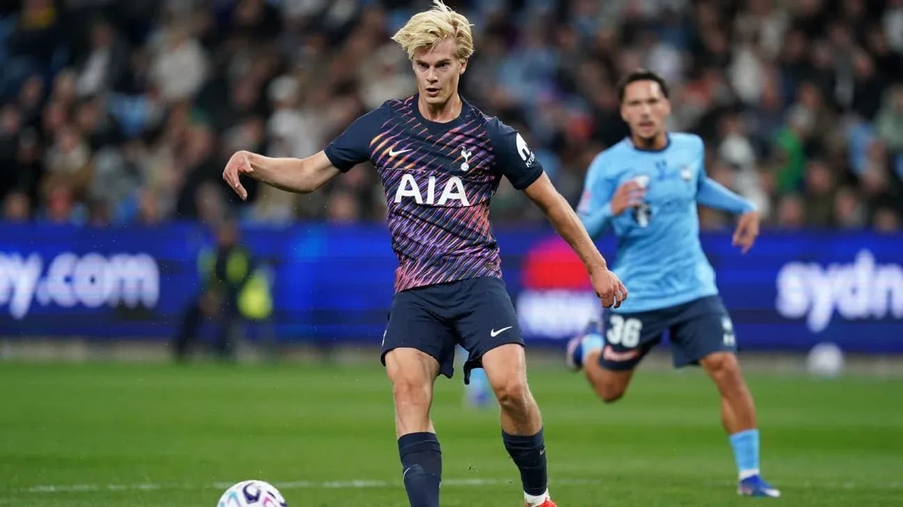 Player in Tottenham kit kicking the ball during match Player in Tottenham kit kicking the ball during match