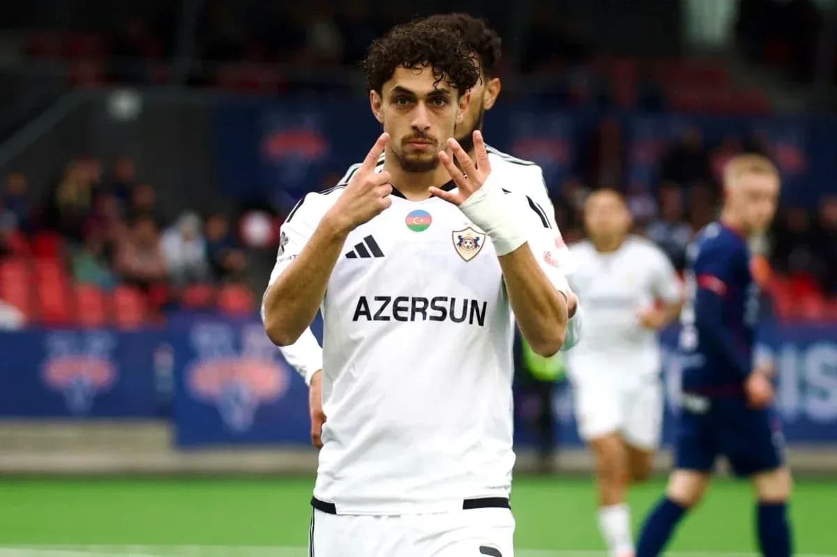 Player celebrating during Qarabag match Player celebrating during Qarabag match