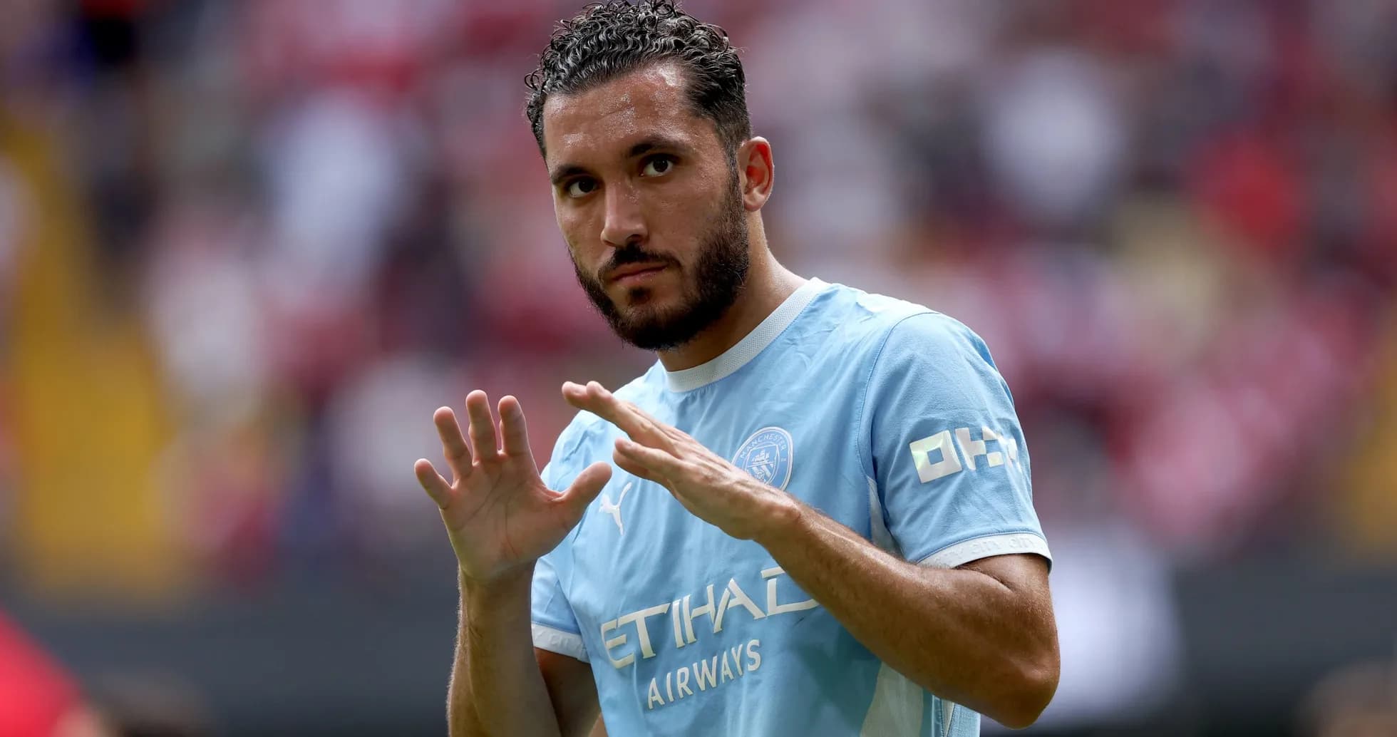 Player gesturing during warm-up before match Player gesturing during warm-up before match