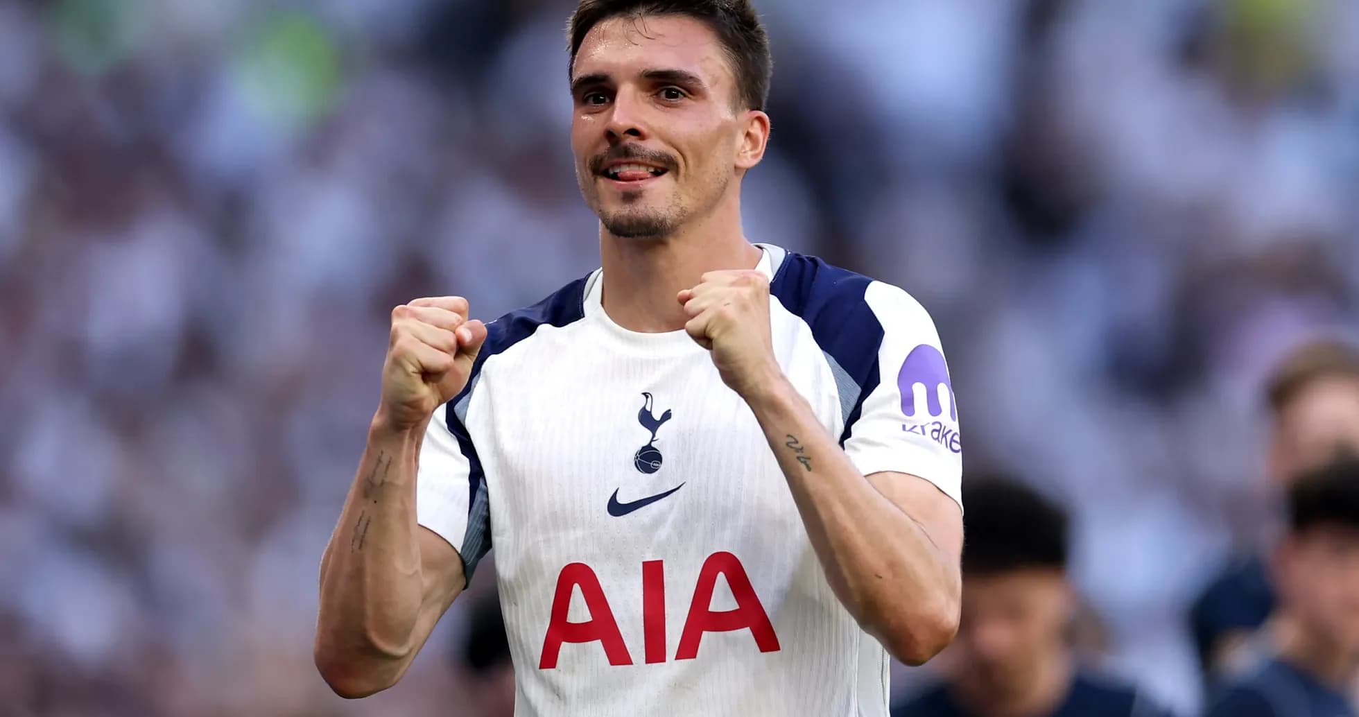Player celebrating during Tottenham match Player celebrating during Tottenham match