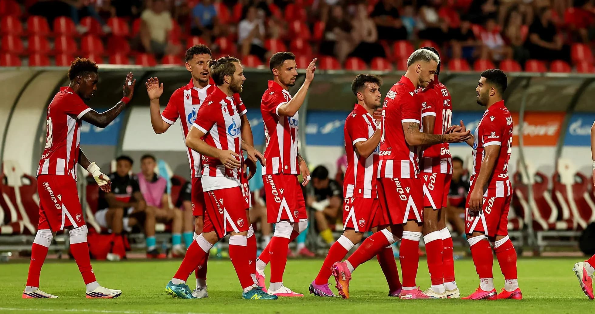 FK Crvena Zvezda players celebrating a goal FK Crvena Zvezda players celebrating a goal