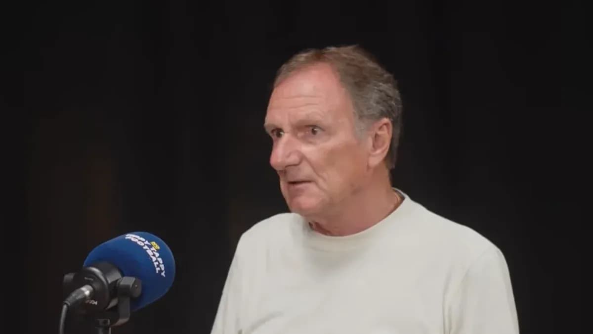 Person speaking at a microphone during an interview Person speaking at a microphone during an interview