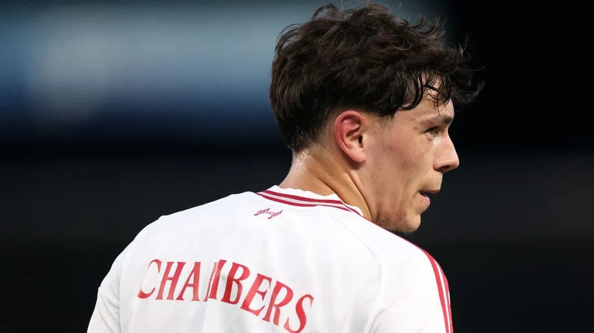 Player wearing jersey with 'CHAMBERS' on back Player wearing jersey with 'CHAMBERS' on back