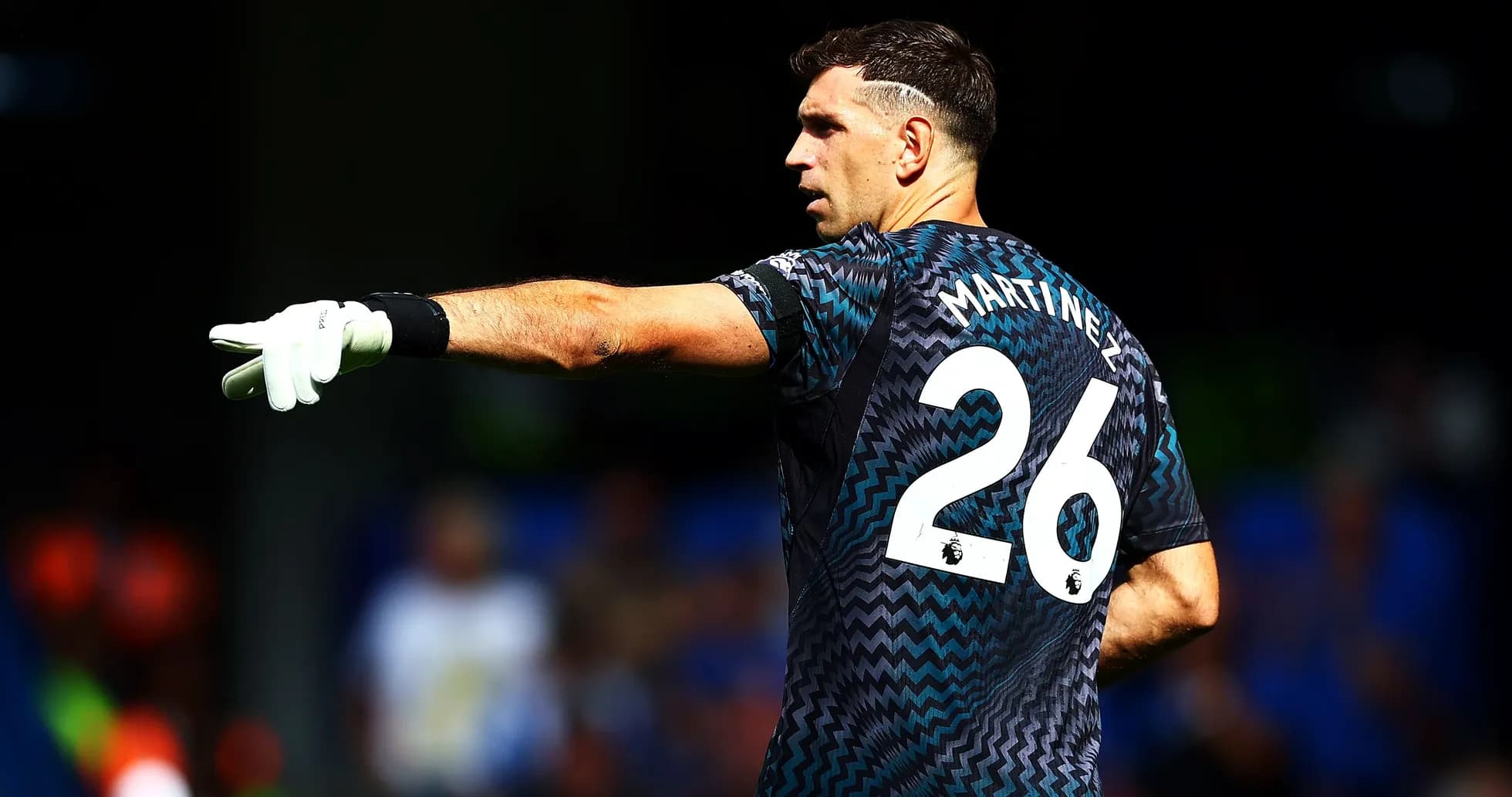 Goalkeeper directing play during a match Goalkeeper directing play during a match