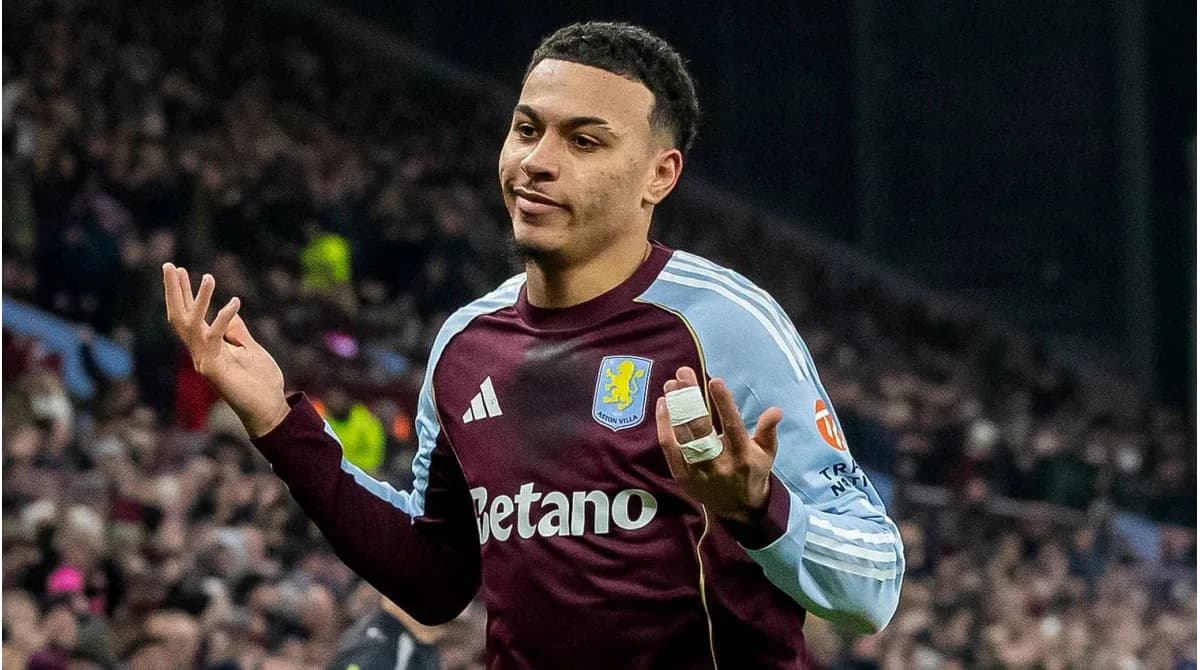 Player gesturing during a football match at Villa Park Player gesturing during a football match at Villa Park