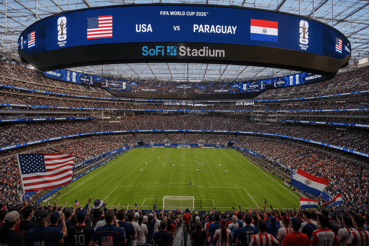 Crowd cheering at USA vs Paraguay match Crowd cheering at USA vs Paraguay match