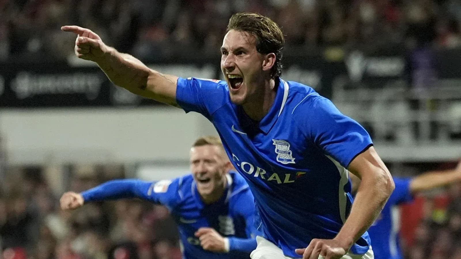 Birmingham City player celebrating a goal during match Birmingham City player celebrating a goal during match