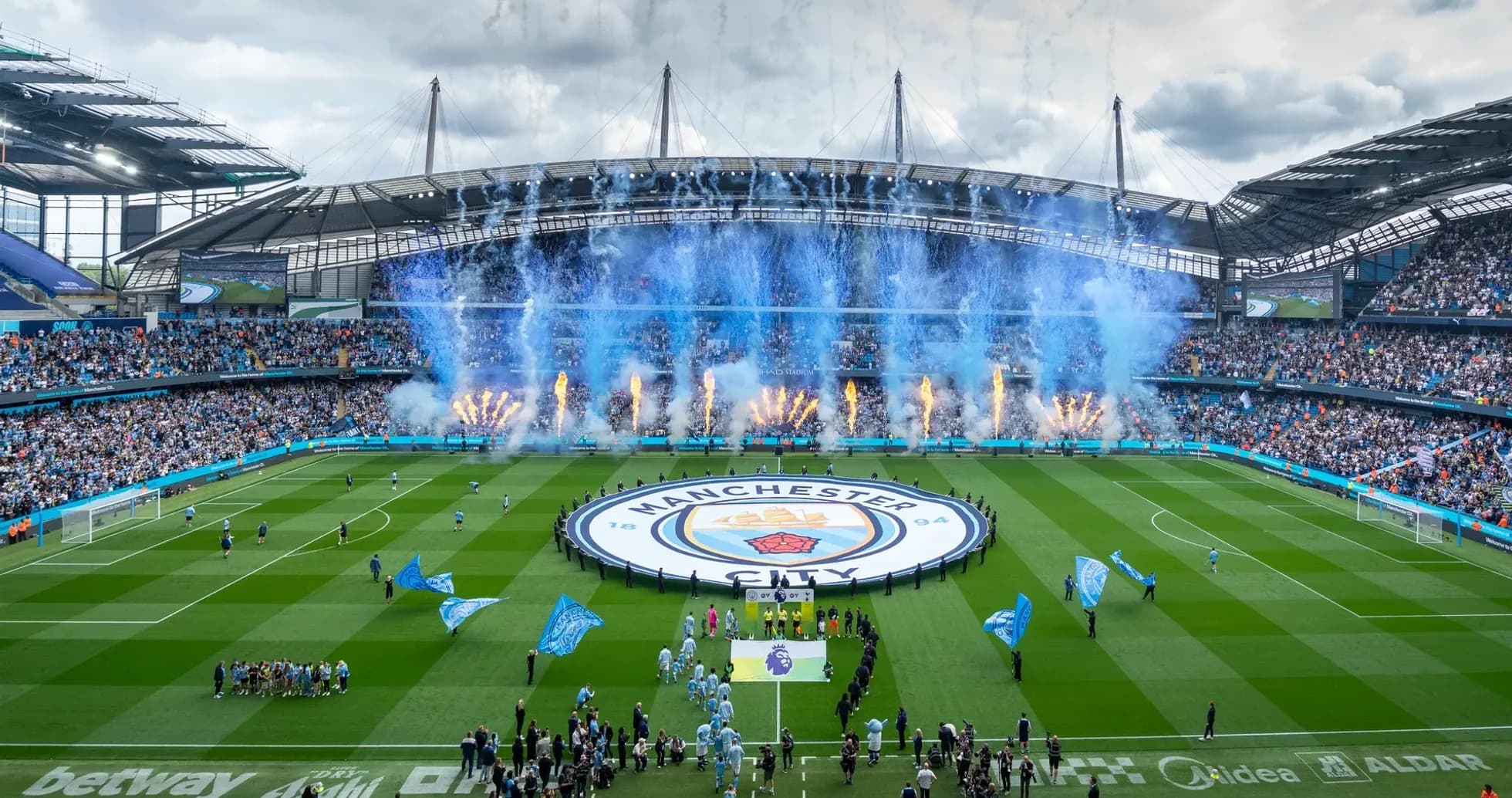 Manchester City stadium before UEFA match Manchester City stadium before UEFA match