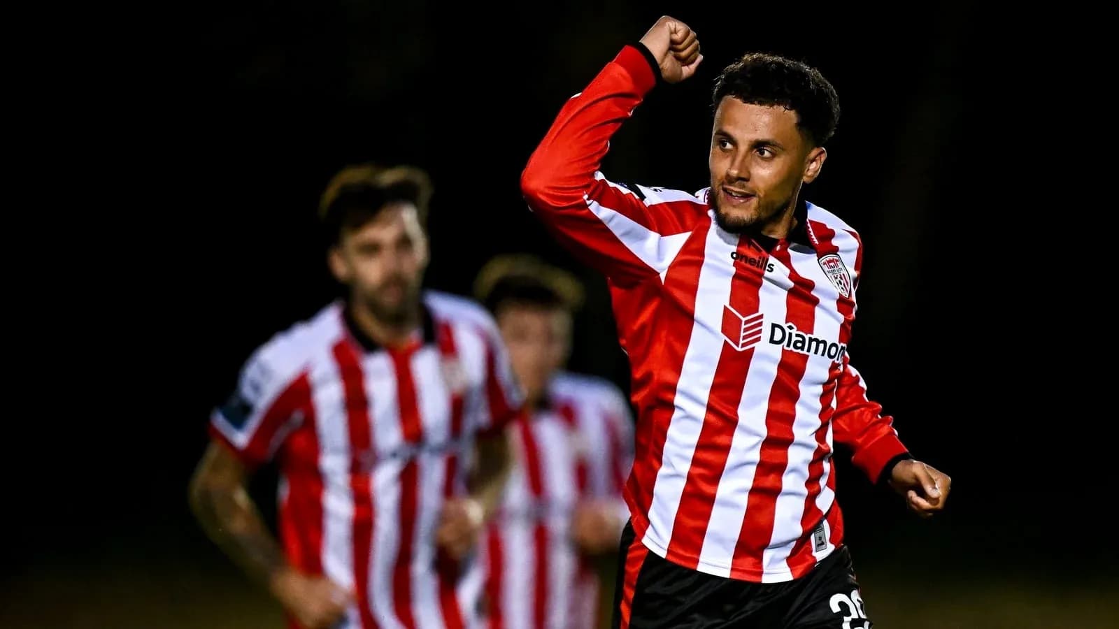 Player celebrating after scoring a goal during match Player celebrating after scoring a goal during match