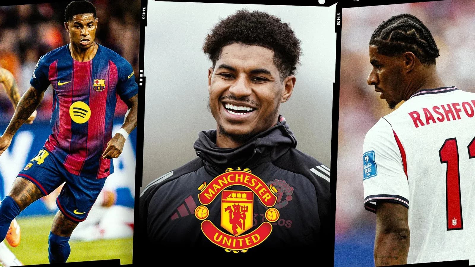 Marcus Rashford in Manchester United kit and action Marcus Rashford in Manchester United kit and action