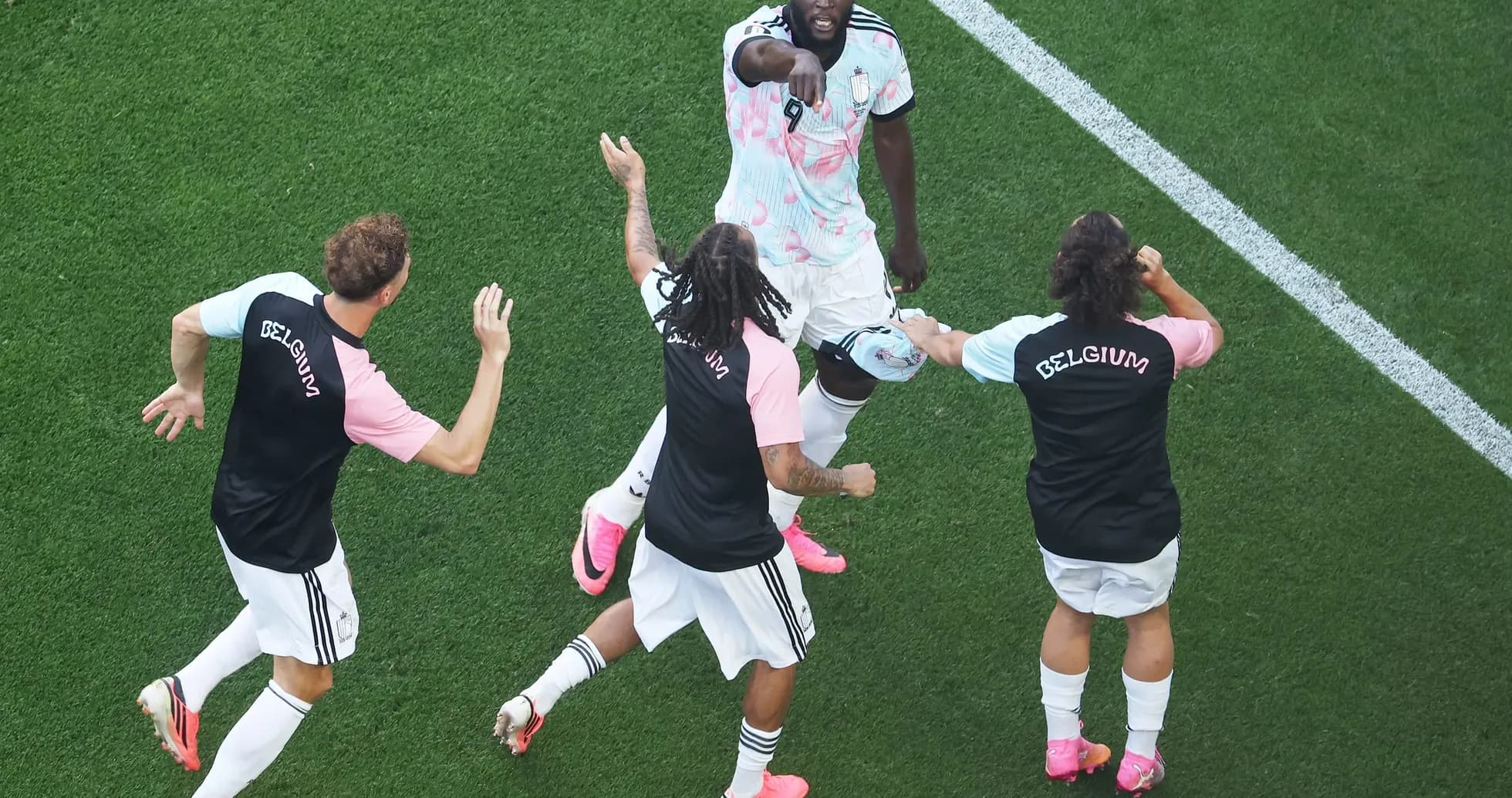 Belgium players celebrating a goal during match Belgium players celebrating a goal during match