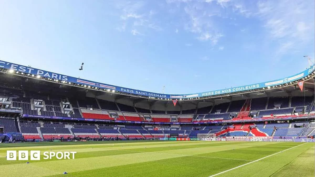 Empty stands at Parc des Princes stadium before match Empty stands at Parc des Princes stadium before match