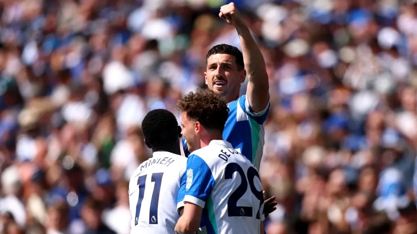 Brighton players celebrating a goal during match Brighton players celebrating a goal during match