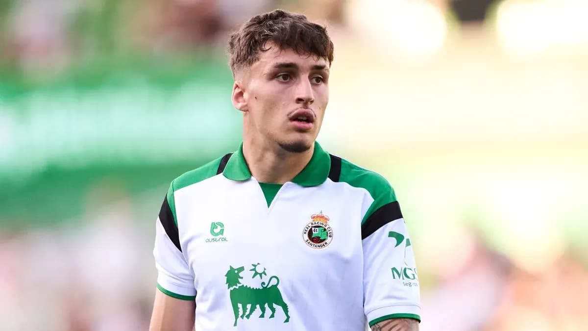 Player in Racing Santander jersey during match Player in Racing Santander jersey during match