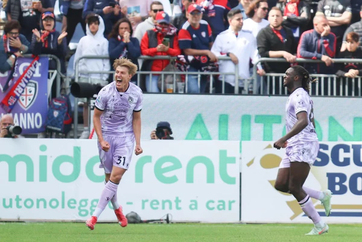 Udinese players celebrating a goal during match Udinese players celebrating a goal during match