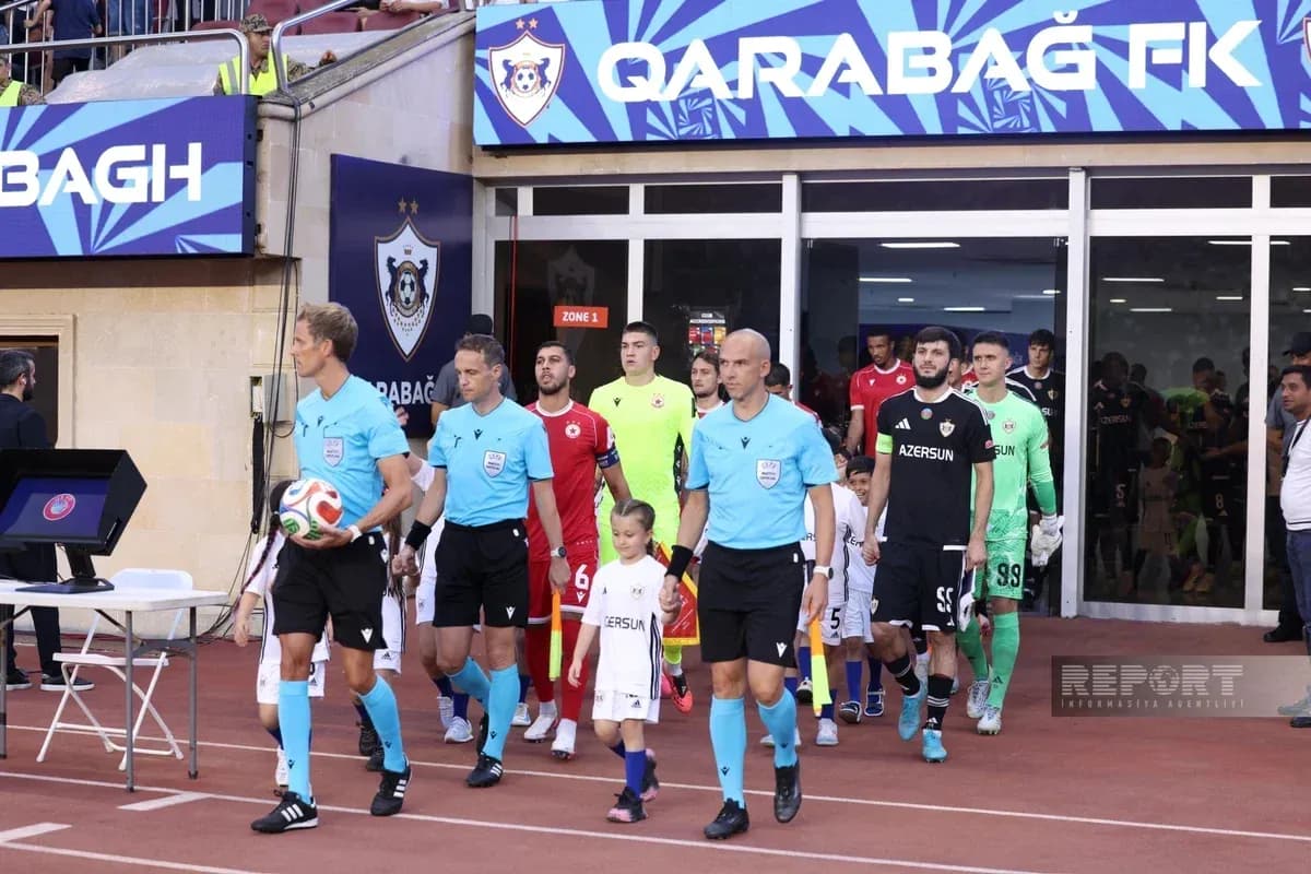Teams entering the field before Qarabag match Teams entering the field before Qarabag match