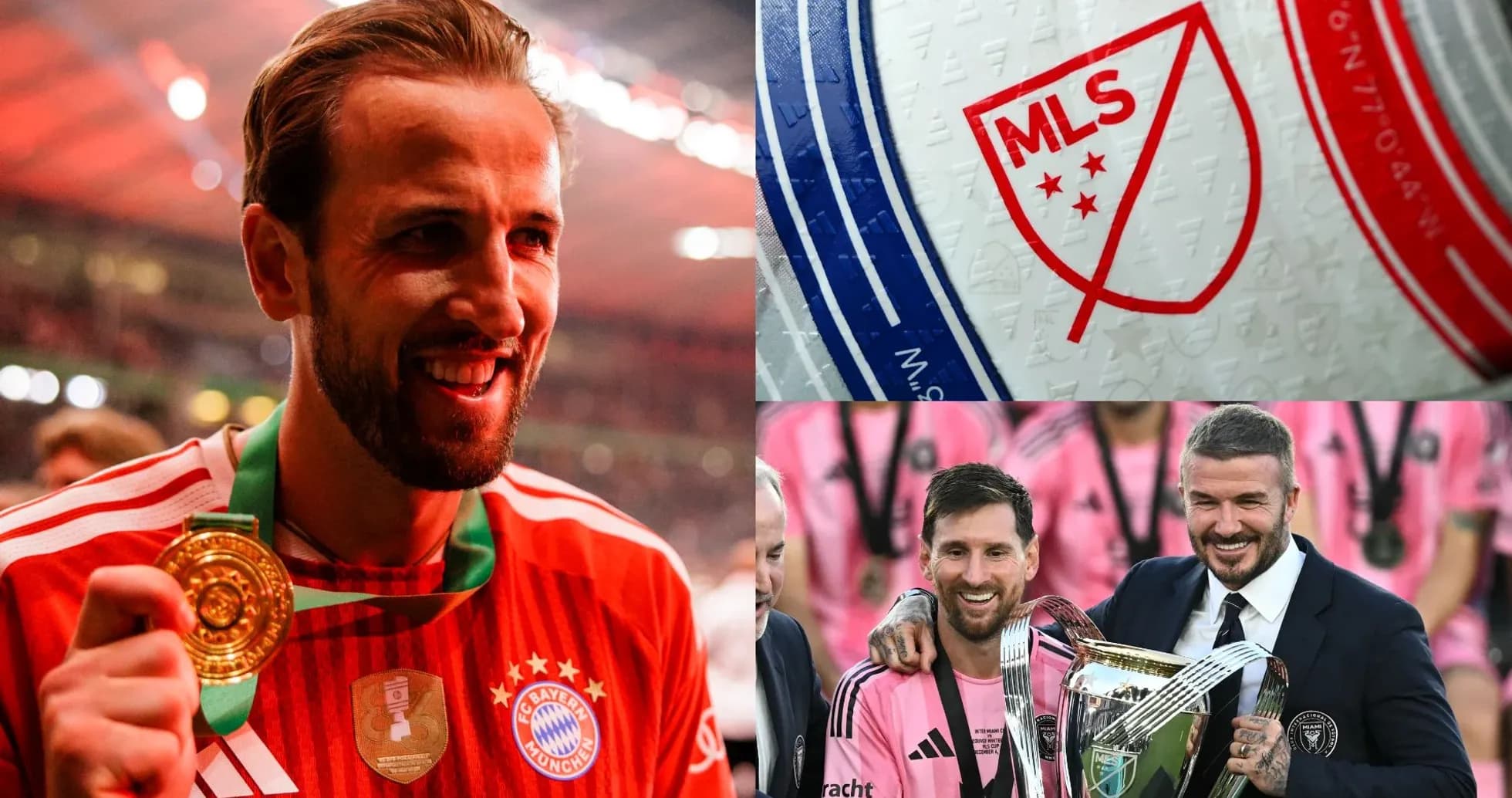 Collage of football highlights featuring players and MLS logo Collage of football highlights featuring players and MLS logo