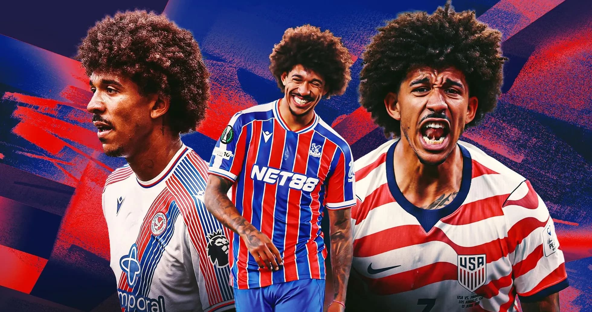 Player in multiple jerseys with colorful background Player in multiple jerseys with colorful background