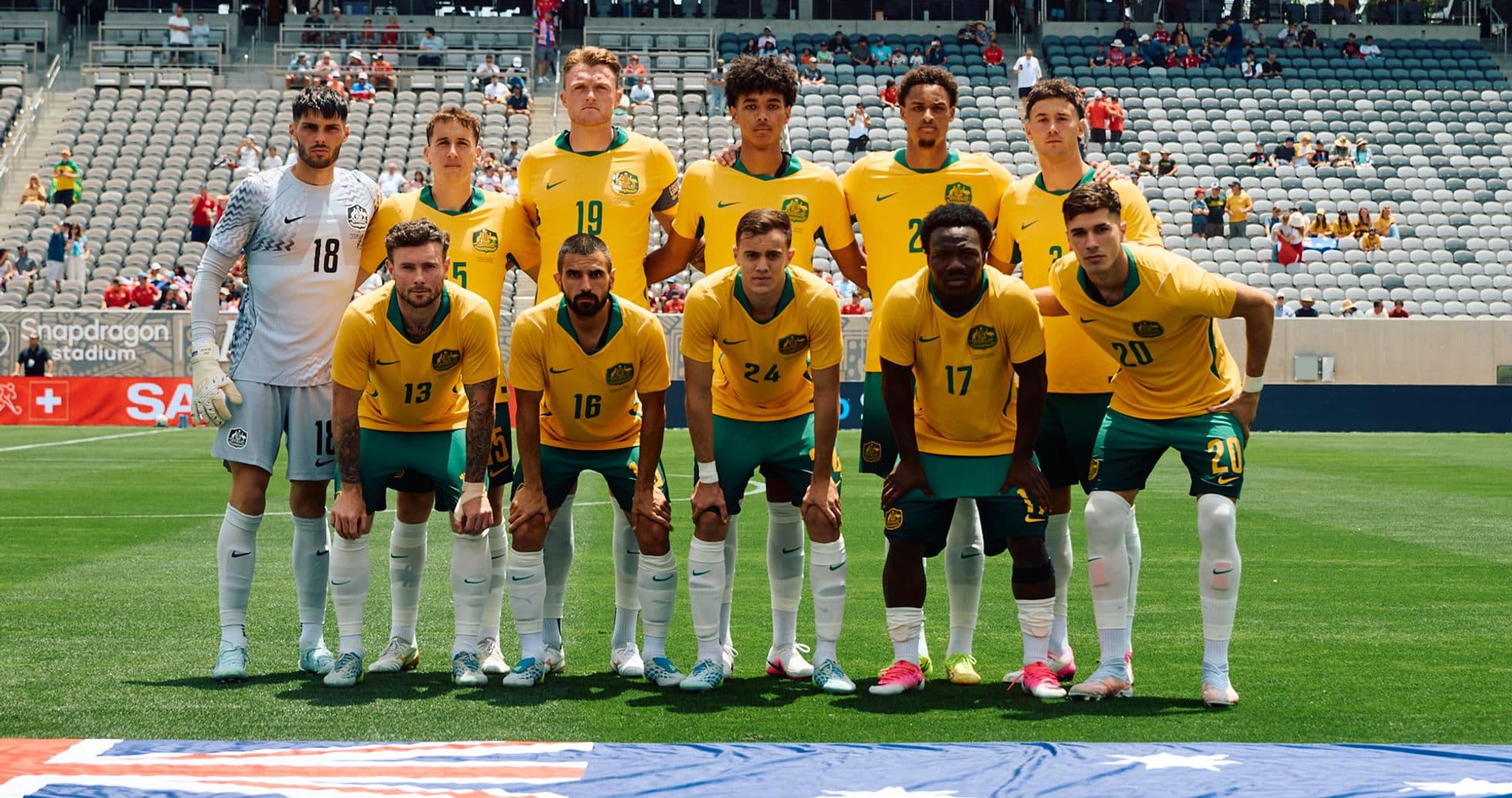 Australia national team lineup before match Australia national team lineup before match