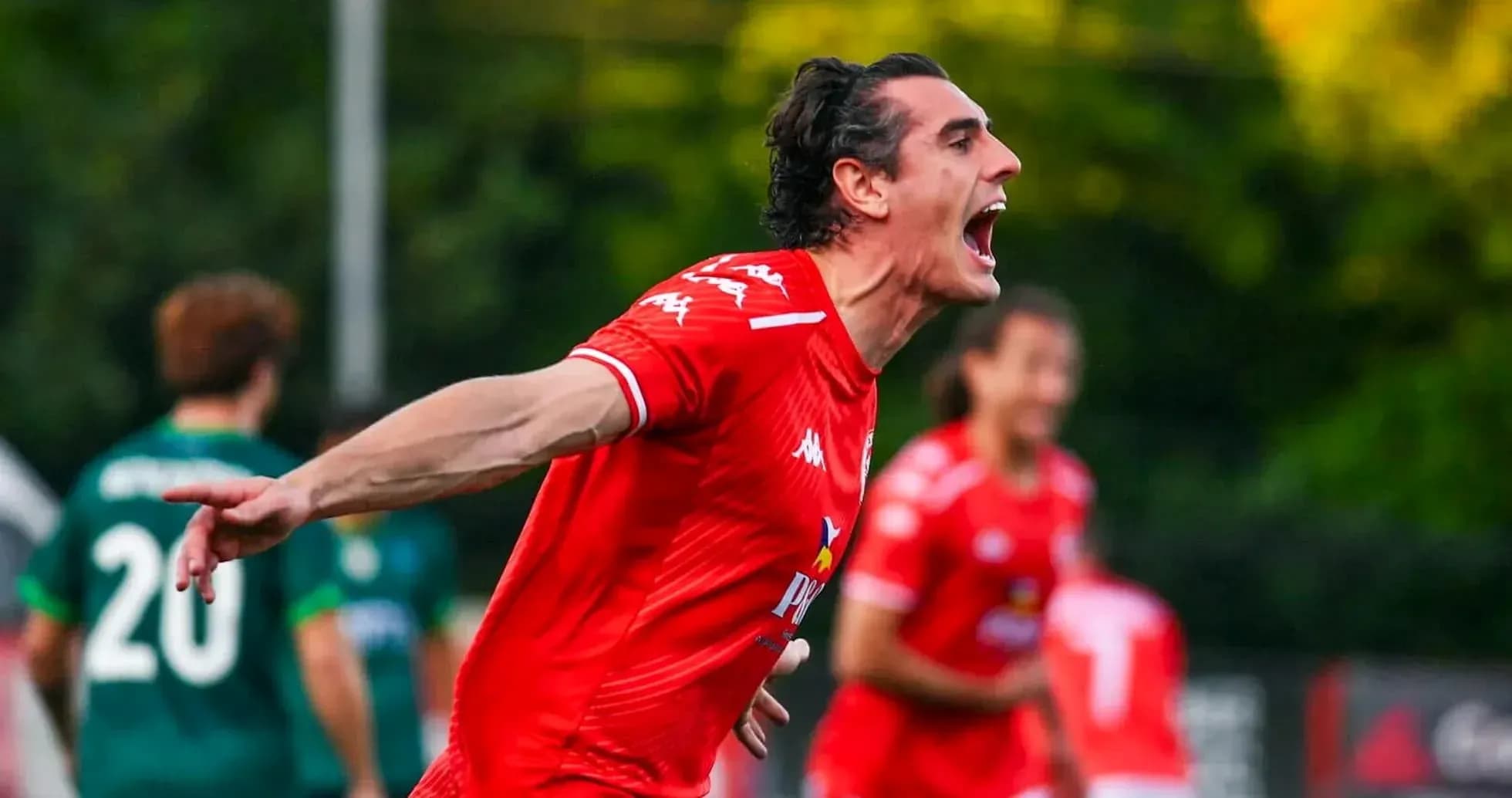 Player celebrating during UEFA Europa League match Player celebrating during UEFA Europa League match