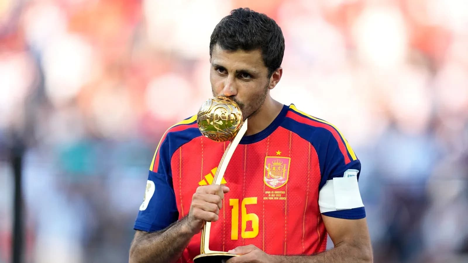 Player kissing trophy after winning match Player kissing trophy after winning match