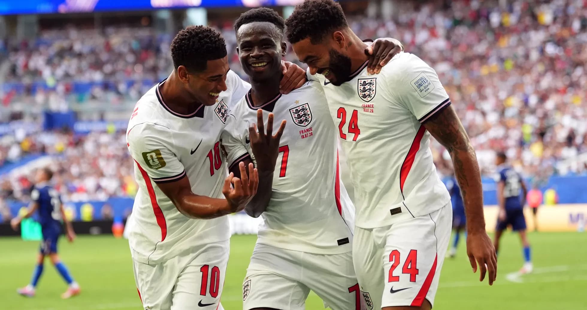 England players celebrating a goal during match England players celebrating a goal during match