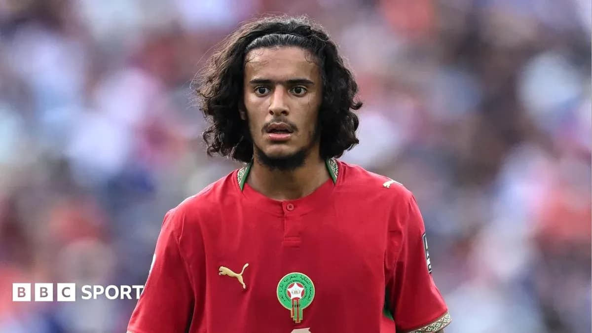 Player in red Morocco jersey during match Player in red Morocco jersey during match