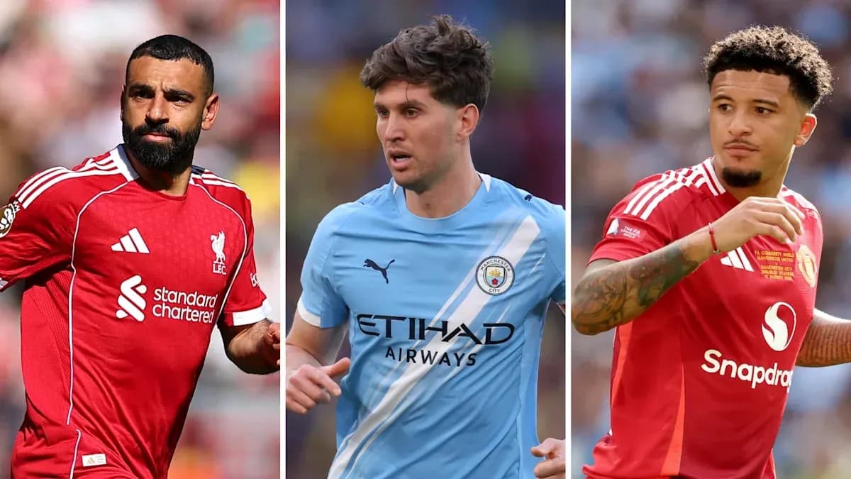 Three football players in their club jerseys Three football players in their club jerseys