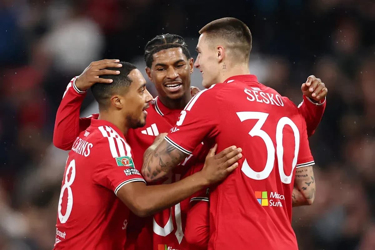 Players celebrating a goal during match Players celebrating a goal during match