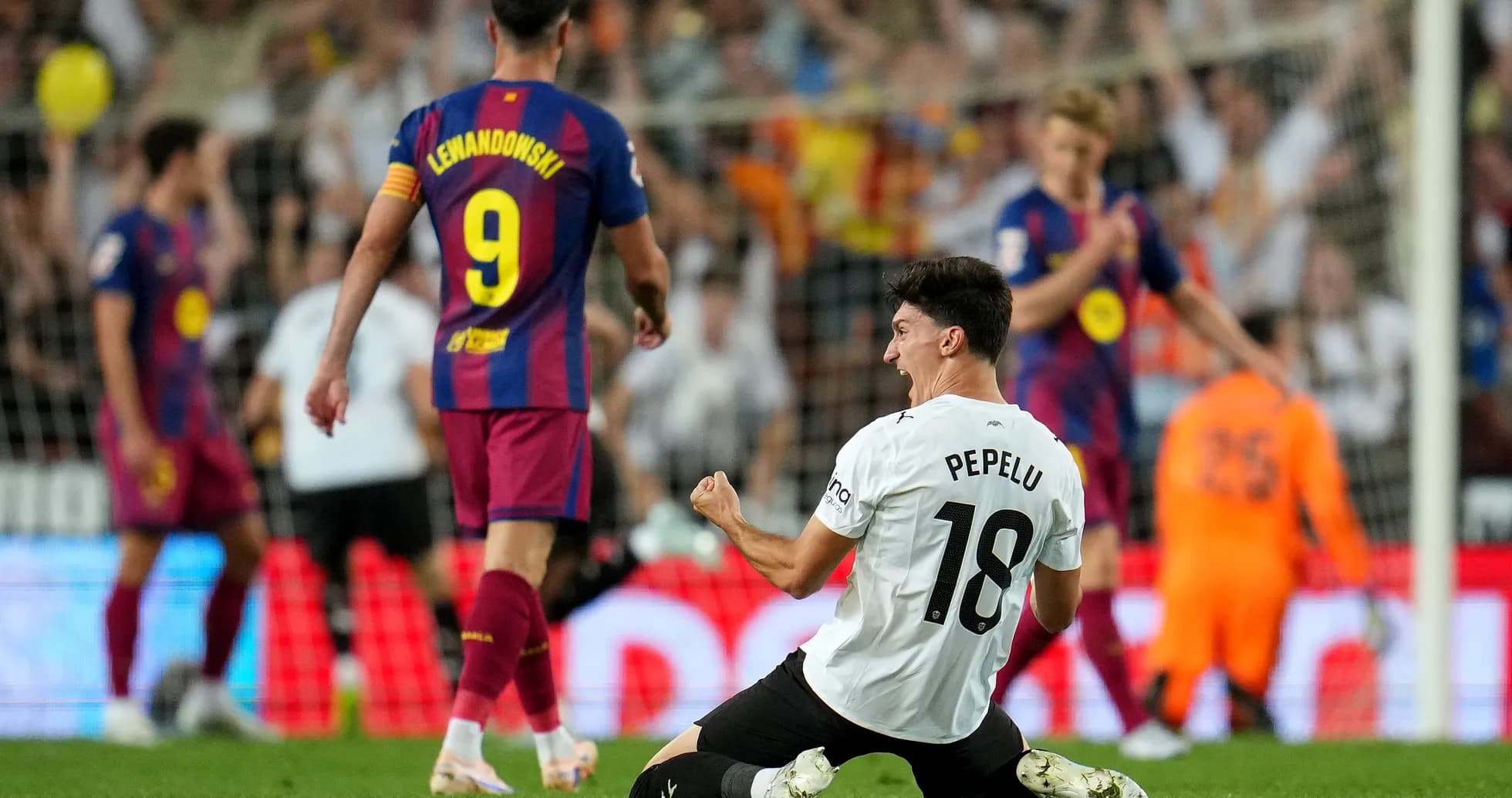 Pepelu celebrating after scoring against Barcelona Pepelu celebrating after scoring against Barcelona